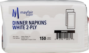 MAYFAIR - 2 Ply Dinner Napkins 1/8 Fold - White