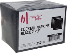 MAYFAIR - 2 Ply Cocktail Napkins - 1/4 Fold - Black