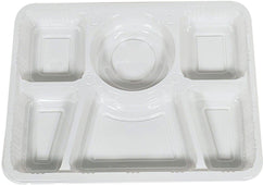 GENETIC Plastic Tray ( Thali) - 6 Compartment - White