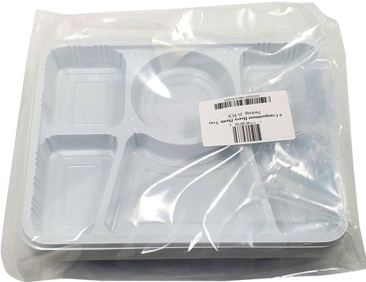 GENERIC Plastic Tray (Thali) - 6 Compartment - White Pk