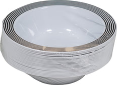 GENERIC 5" Round Plastic Bowl - White/Gold - NRP50-2